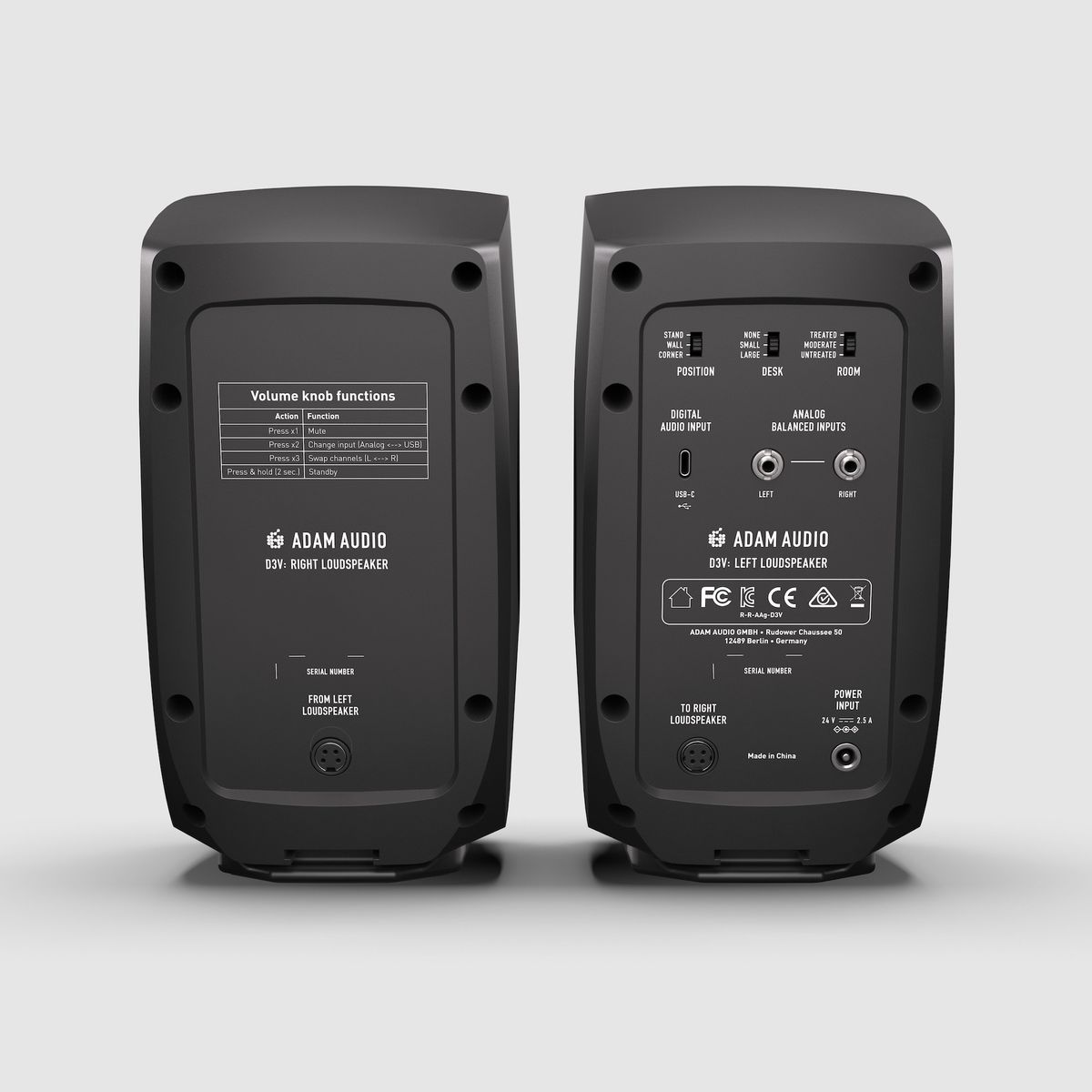 ADAM Audio D3V Black Active Desktop Monitoring System(Black)